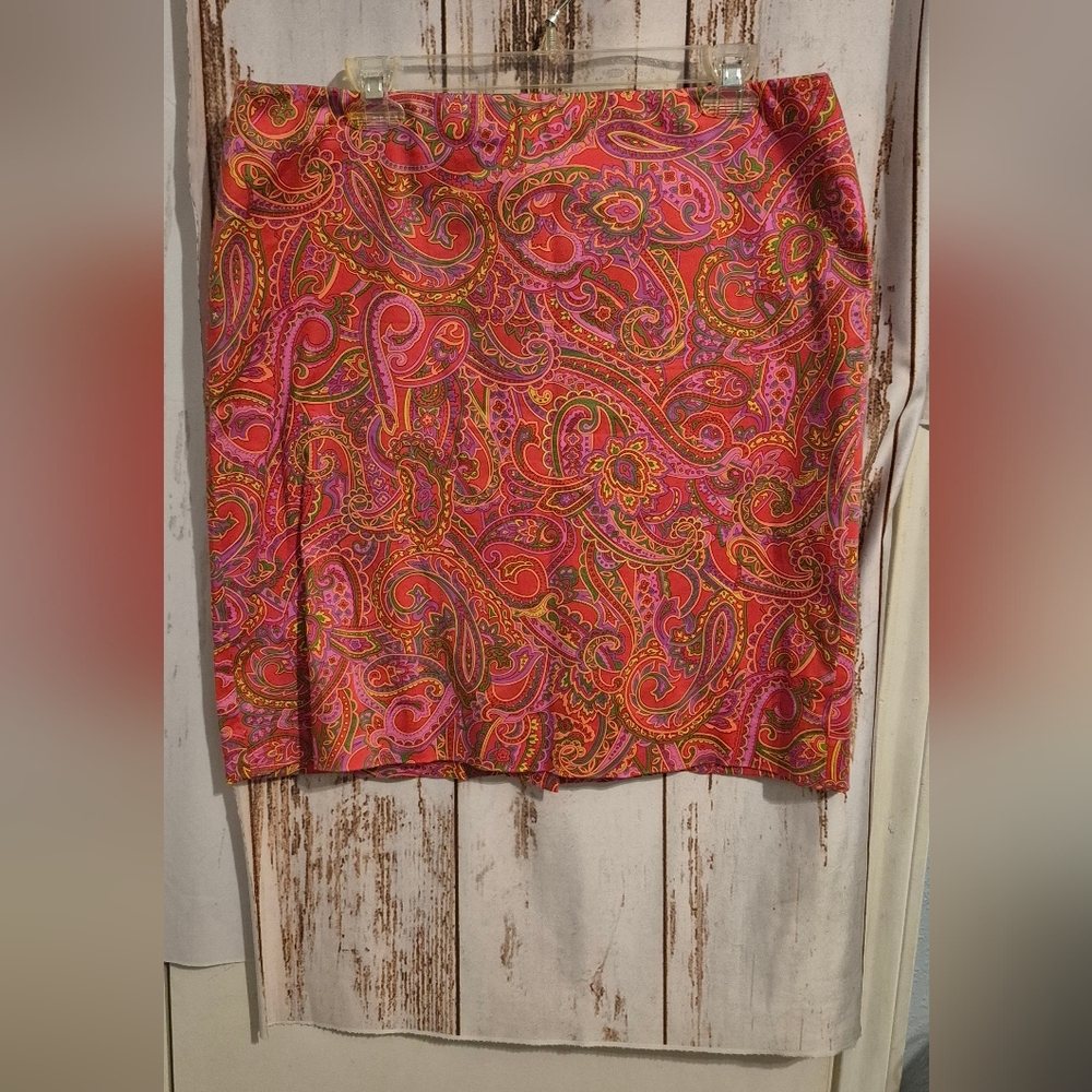 Jones New Yorl Paisley Print Women's Skirt - Pink and Orange Size 12